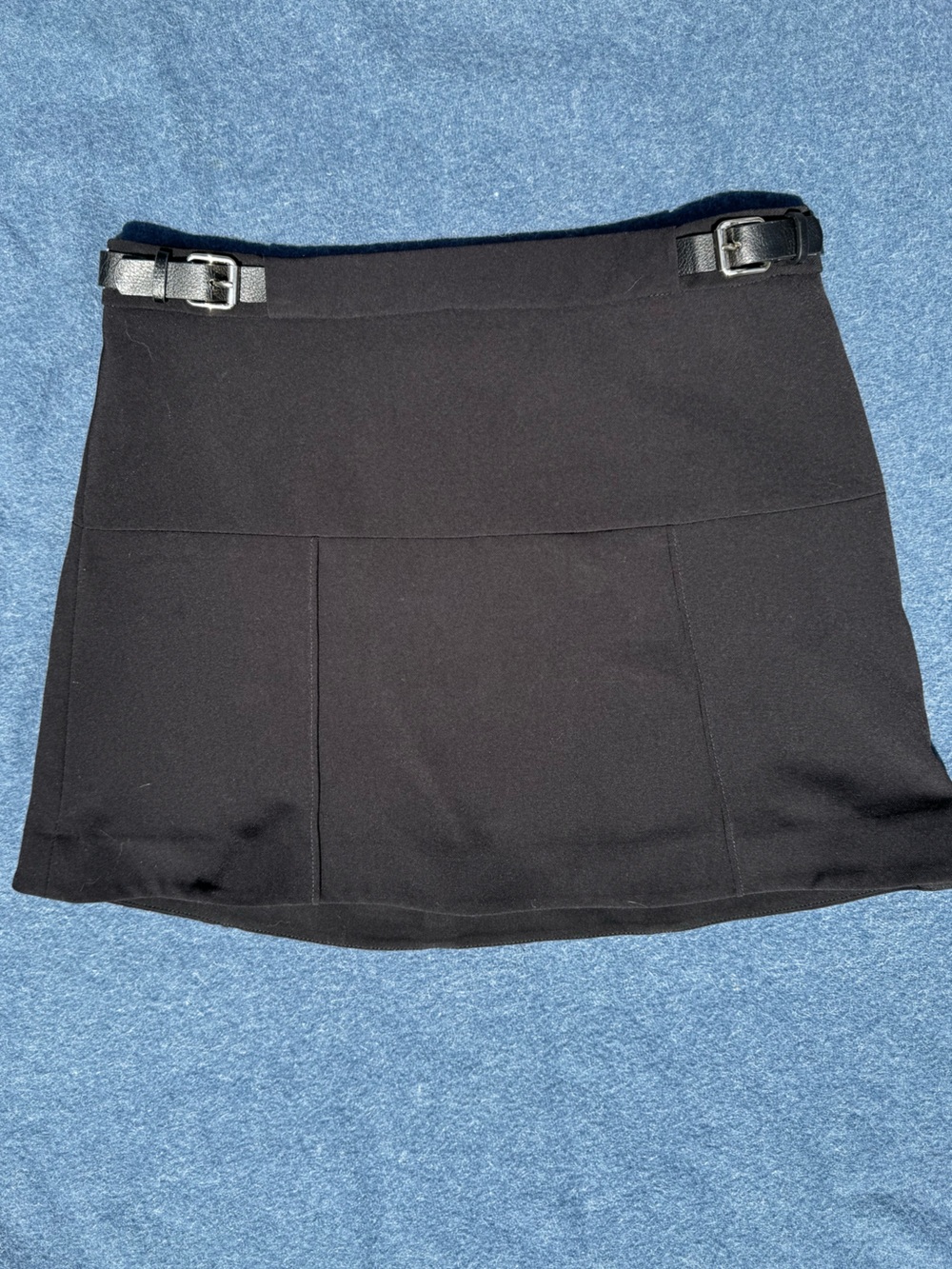 Express Black Pleated Mini Skirt with Buckle Detail - Size 2